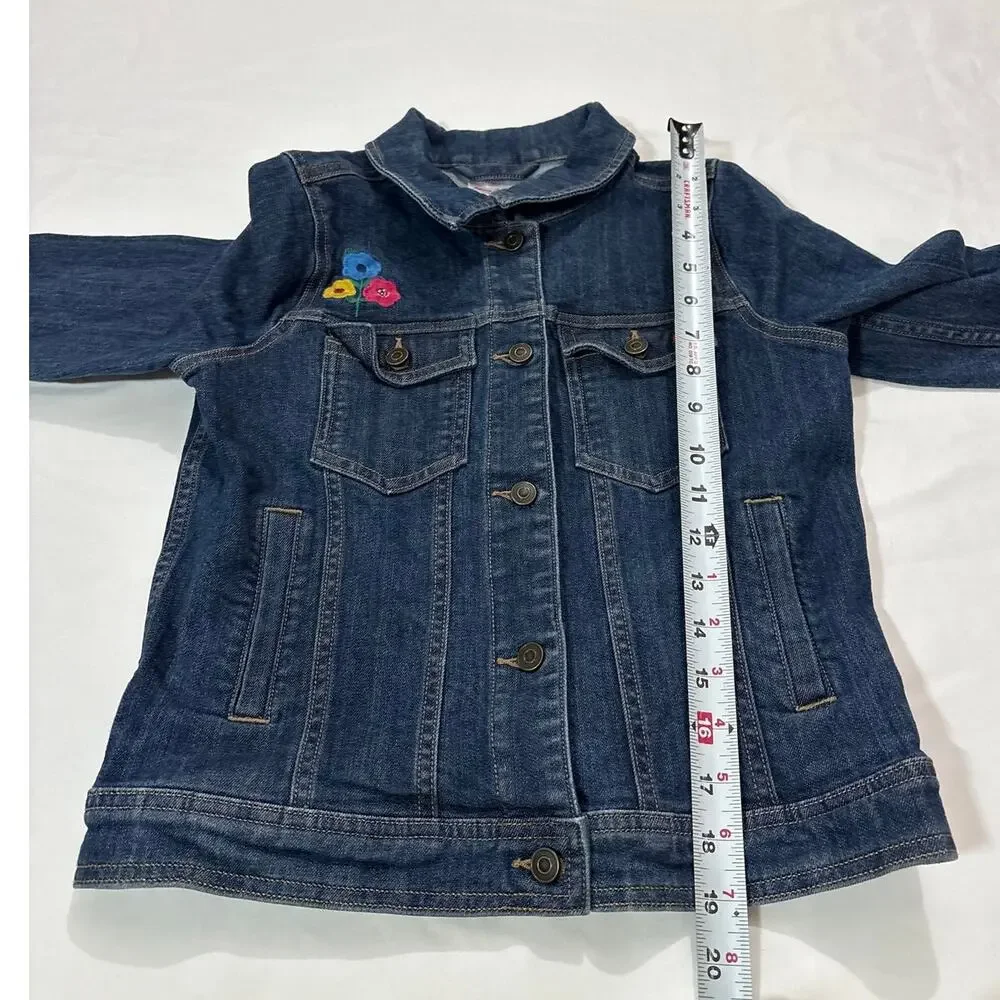 Hanna Andersson Girls 10 Unicorn Flower Embroidered Denim Jacket School Casual